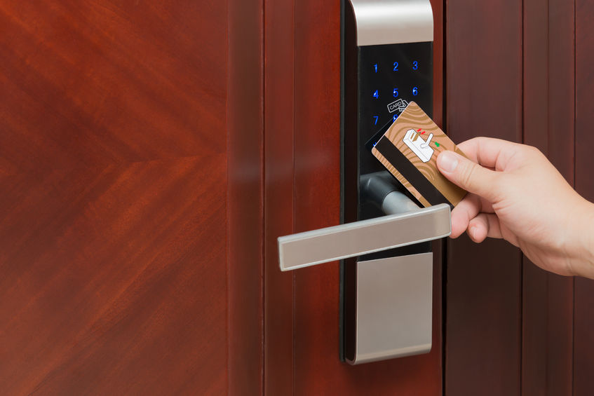 electronic door lock opening by security card